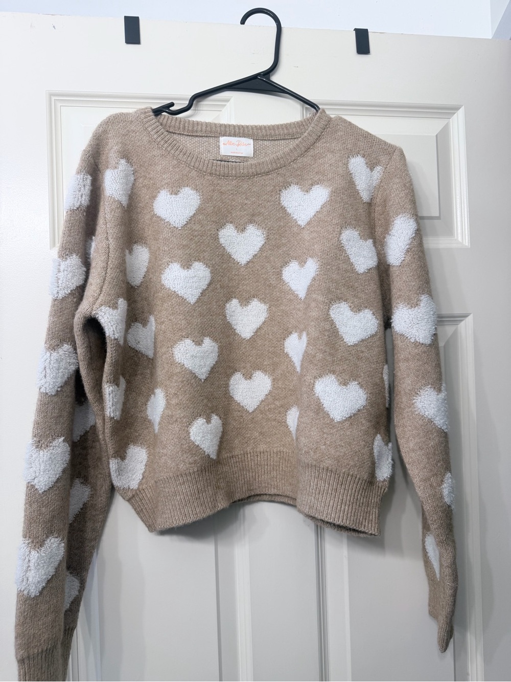 Love Tree Beige Heart Crewneck Sweater